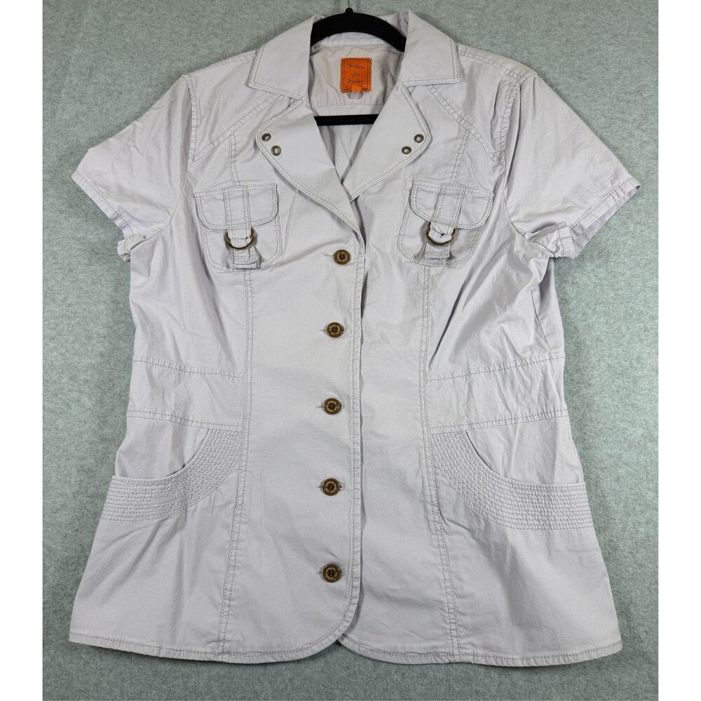 Workers for Freedom‎ Lilac Cotton Button Front Retro Blouse  Sz 14, SKU 136